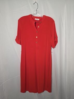 Calvin Klein Vibrant Red Button-Front Dress
